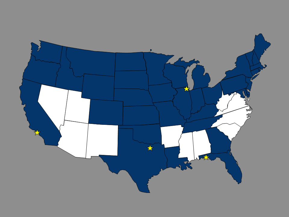 National Coverage in 36 states